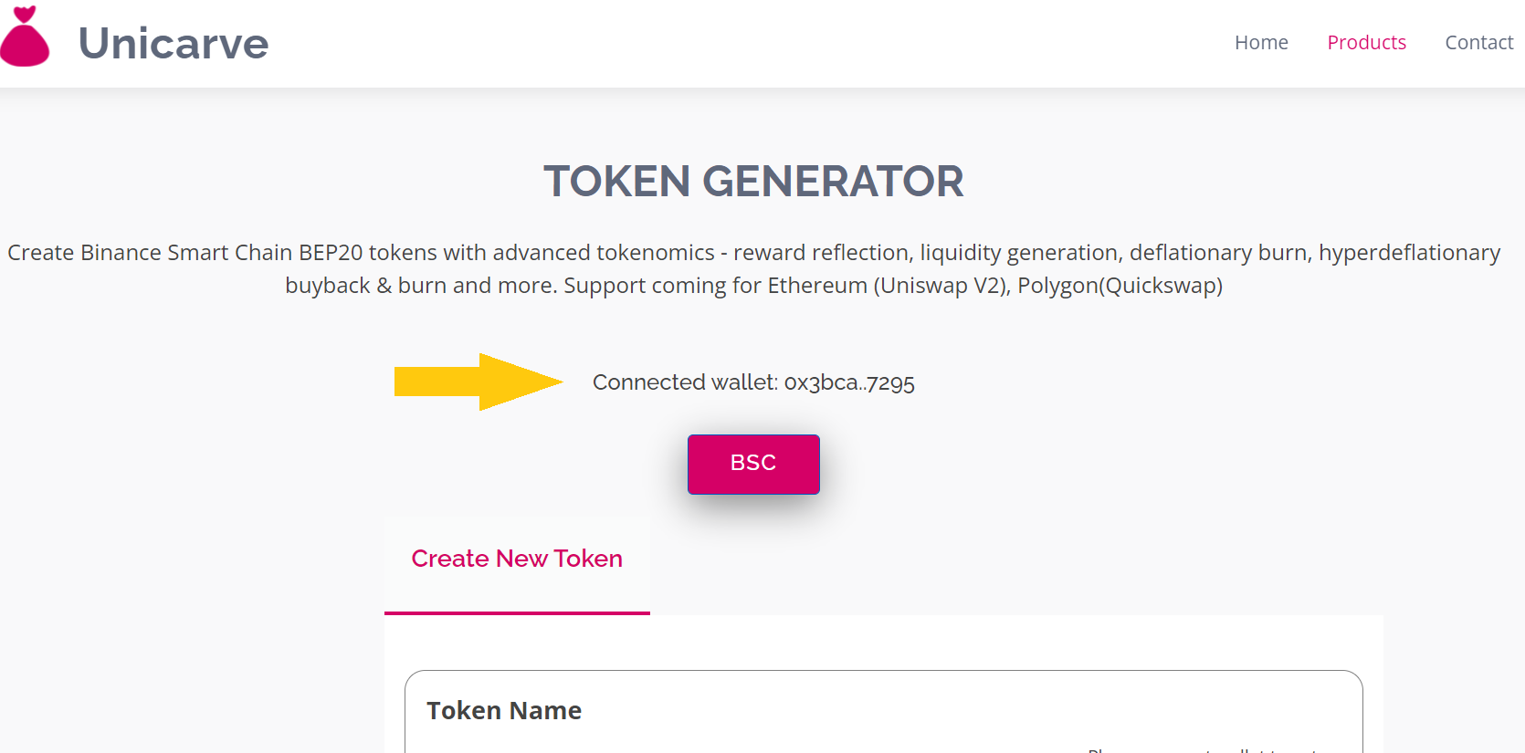 Unicarve Connect Wallet