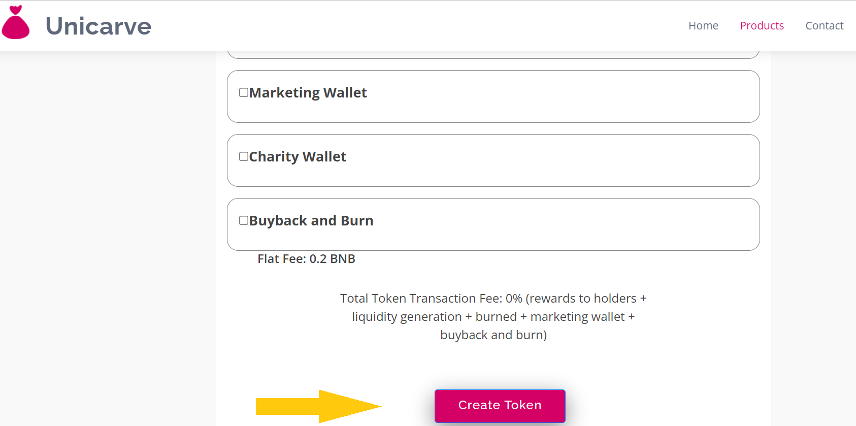 Unicarve Create Token