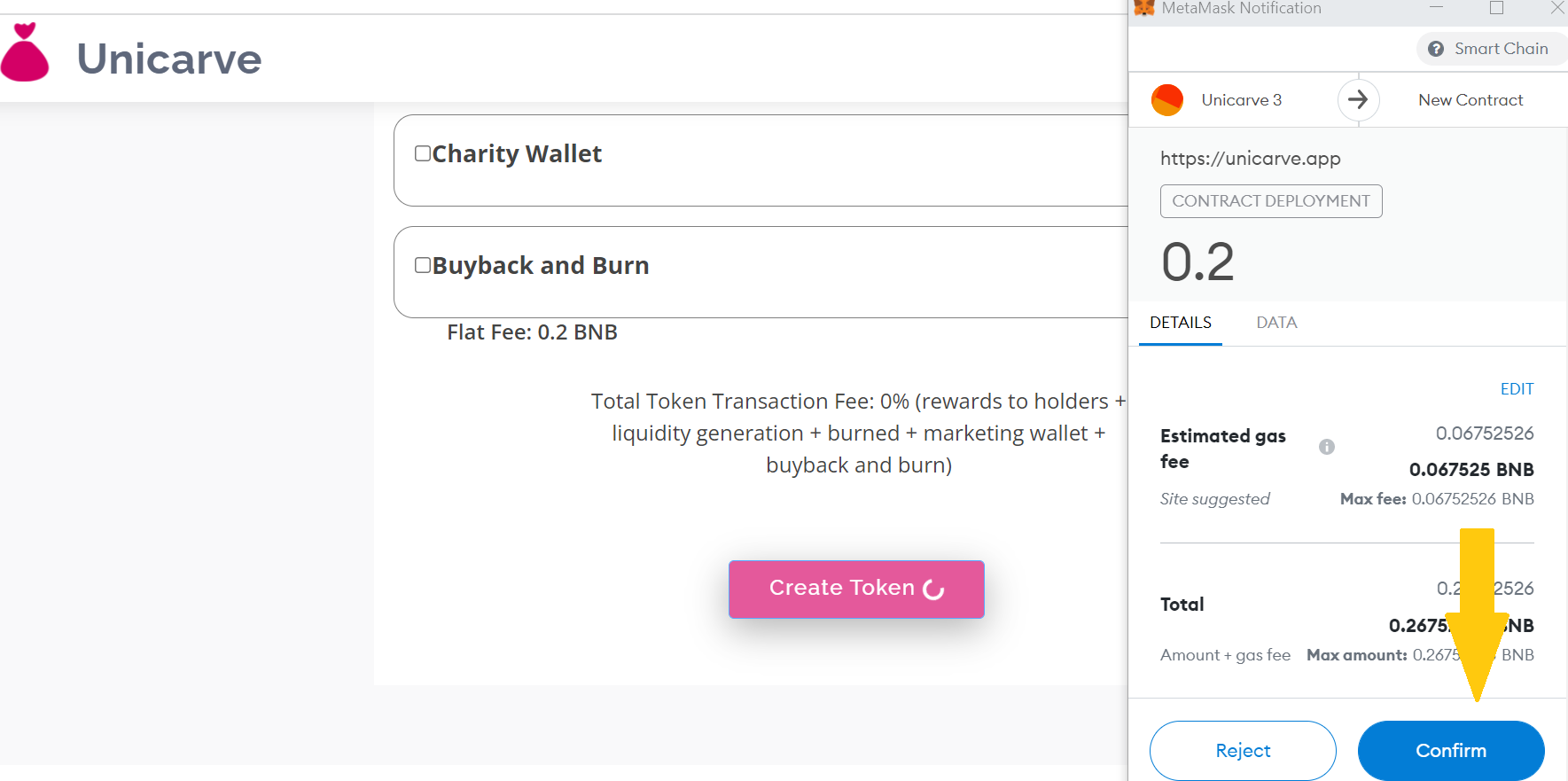 Unicarve Create Token